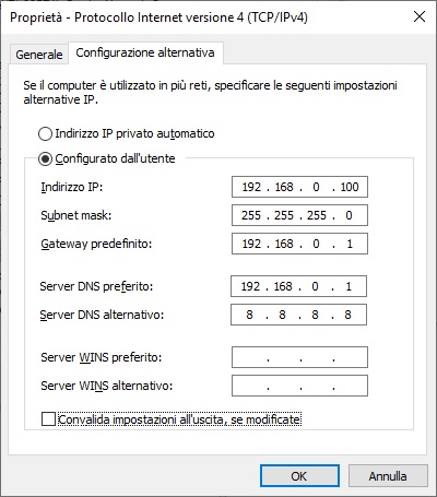 Configuración alternativa de IP de Windows