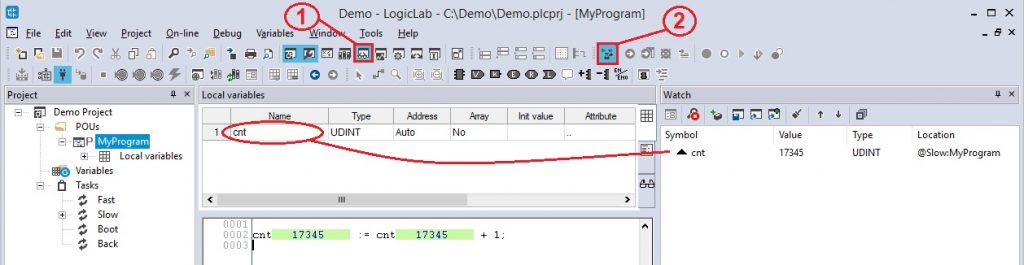 Screenshot LogicLab debug programma