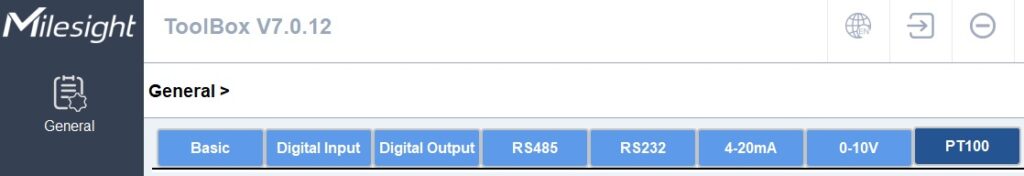 Captura de pantalla de la configuración de Milesight UC300