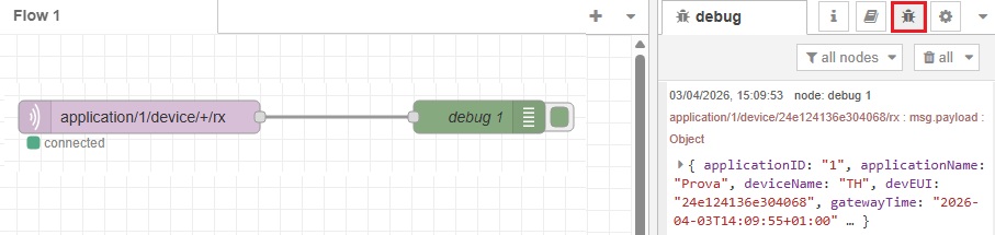 Screenshot flow Node-RED visualizzazione sensori